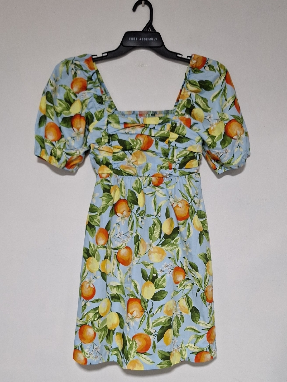 Free Assembly Light Blue Citrus Print Women's Garden Summer Dress